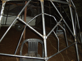 Frame of the new chicken coop ready for welding