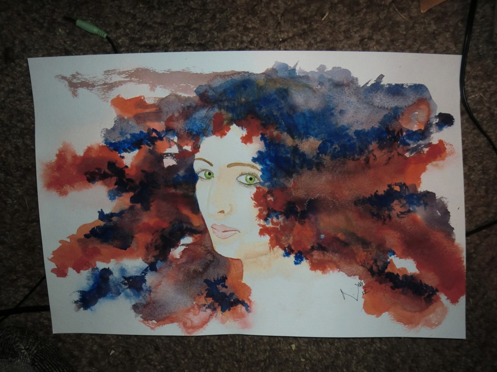 Watercolor painting titled Sad Woman by Nik C. Colyer
